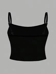 大码 Y2K 风格复古美感短款吊带背心 - 黑色 - 查看 2