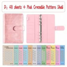 [12sheets/48sheets/Set-120sheets/Set] Pink Crocodile Print Cover 6-Ring A6 Money Saving Day Challenge Dollar/Euro Tracker Loose Leaf Paper - Multicolor - View 15
