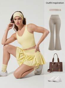 GLOWMODE FeatherFit™ U Back Cropped Active Tank Top Low Impact Yoga Daily Fall Winter