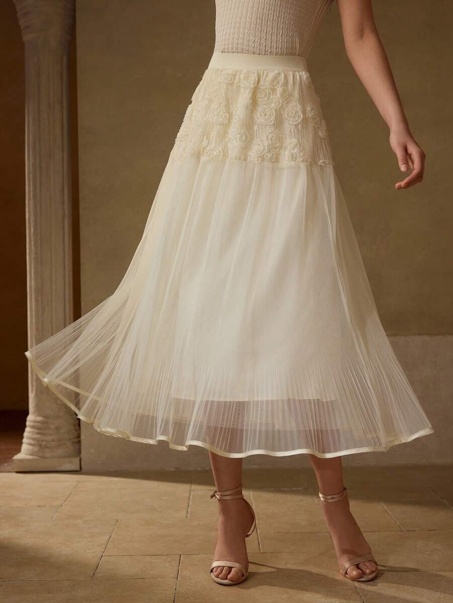 MOTF PREMIUM Falda fluida con aplicaciones - Albaricoque - Ver 2