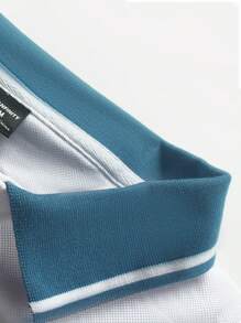 Manfinity Homme Chemise polo à manches courtes rayée décontractée pour hommes, chemise polo blanche et bleue pour hommes, chemise polo d'été pour hommes, chemise polo rayée pour hommes, chemise de golf pour hommes, chemise polo décontractée pour hommes. Un excellent cadeau pour un petit ami ou un mari. - Blanc - Voir 8