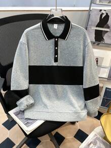 SHEIN Teens Boys Casual Comfortable Versatile Loose Contrast Color Polo Shirt