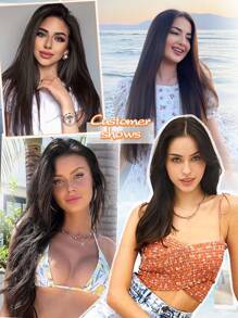 7PCS Clip In Hair Extensions Real Human Hair Natural Black Hair Extensions Clip Ins Straight Hair Extensions For Women - Natural Black - View 8