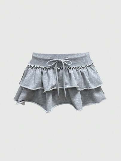 Grunge Punk تنورة قصيرة مشرشرة الهيم منخفضة الخصر من قماش البلوزة الكاجوال للنساء