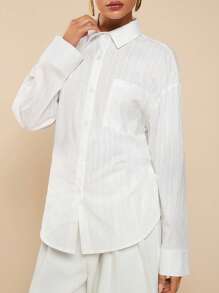 COSMINA Women Casual Office Commute Front Long Back Short Solid Color Blouse