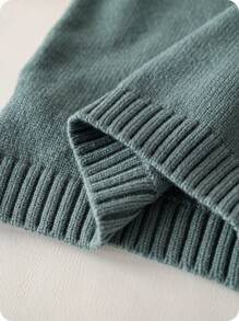 SHEIN 2pcs/Set Baby Boy/Girl Casual Dropped Shoulder Striped Crew Neck Sweater Top And Ribbed Cuff Pants Outfit, Suitable For Autumn/Winter Wear, Both Home And Outdoor