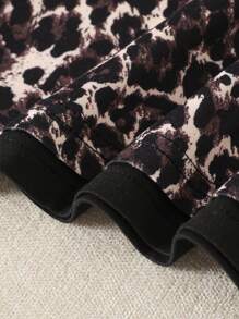 4pcs/Set Young Girl' Vacation Casual Leopard Print Match Solid Color Vest & Wide Leg Pants Outfit