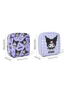 HELLO KITTY AND FRIENDS | SHEIN 1 cái/1 bộ Túi đựng đồ bằng sợi Polyester họa tiết hoạt hình, có thể dùng làm túi đựng đồ vệ sinh phụ nữ, túi đựng đồ kỹ thuật số, túi đựng đồ nhỏ, - Màu tím hoa cà - Xem 9
