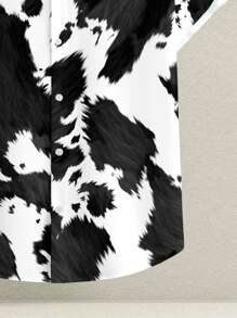 Manfinity RelaxMax Camisa casual de manga corta de verano para hombre con botones frontales y estampado total