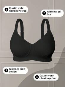 SHEIN Plus Size Wireless Seamless Wedding Bra, Lift - Black - View 5
