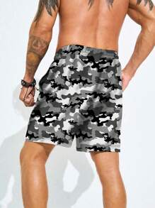 Surfspeed Men's Camouflage Print Pocket Drawstring Waist Beach Shorts, Suitable For Summer - Multicolor - View 2