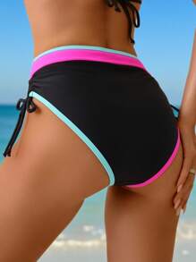 Swim Lushoire Đồ bơi nữ mùa hè chắp vá màu tương phản dành cho phụ nữ trưởng thành, đồ đi biển - màu đen - Xem 5