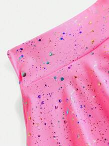 SHEIN Young Girls' Activewear Elastic Star Print Comfortable Breathable Dance/Yoga Skirt In Rose Red - Hot Pink - View 6