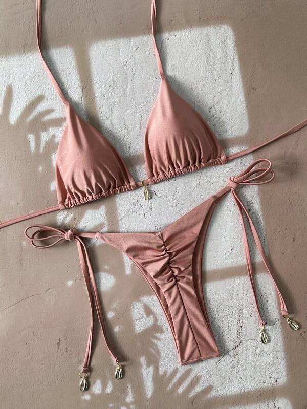 Swim Vcay 女式春假纯色吊带性感比基尼两件套泳衣套装