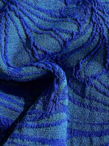 Swim Vcay 2pcs Summer Holiday Textured Fabric Spaghetti Strap Golden Accessory Bandeau Top & Bikini Bottoms Sexy Women Swimsuit Set - Blue - View 5