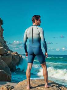 Manfinity Swimmode Costume da bagno intero da uomo con stampa sfumata di lettere, adatto per l'estate