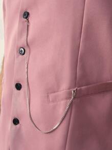 EASEVO Chaleco de traje tejido rosa de talla grande con ajuste ceñido sin mangas para hombres de moda urbana