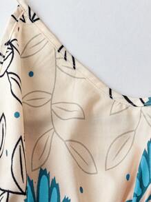 Flirla 波西米亚风印花沙滩吊带连衣裙 - 藍色 - 查看 4