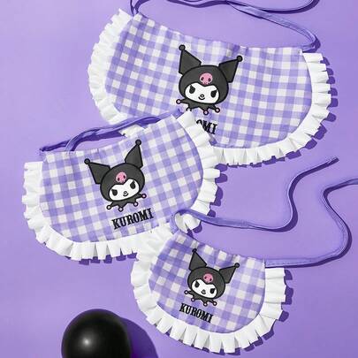 HELLO KITTY AND FRIENDS | SHEIN 1 件可爱卡通图案印花宠物项圈，适用于猫、狗、宠物围巾围兜、狗唾液围兜、宠物配件、公主风格格子围巾，