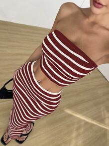 Lunelith SHEIN Lunessa 2pcs/Set Women Striped Casual Daily Fashion Sweaters