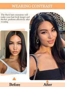 7PCS Clip In Hair Extensions Real Human Hair Natural Black Hair Extensions Clip Ins Straight Hair Extensions For Women - Natural Black - View 6