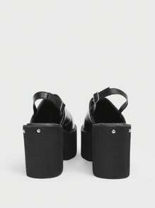 Sugerpunk Sandalias de plataforma con tira en la Top, tacón de cuña súper alto de 11 cm y suela gruesa para mujer