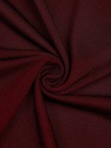 Velvienne 2pcs/Set Women's Commute Ruched Knit Burgundy Short Sleeve Top And Loose Long Skirt Set, Plus Size, Spring/Summer