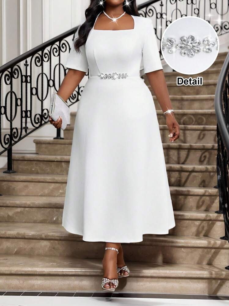 plus size long sleeve holiday dress SHEIN Lady Spring And Summer Elegant A Line Bishop Sleeve White Wedding Valentine's Day Cocktail Party Plus Size Dresses Costume Prom Dress Fall Women Dresses Dress plus size long sleeve maxi dress