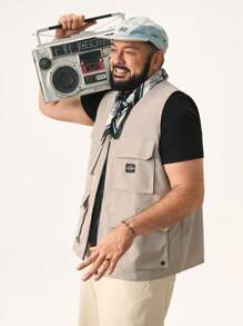 EASEVO Chaleco de montañismo tejido para hombre de talla grande, chaleco sin mangas de frente abierto adecuado para escalada y actividades al aire libre, chaleco de carga de moda sencilla de talla grande para salir, para otoño e invierno - Gris - Ver 5