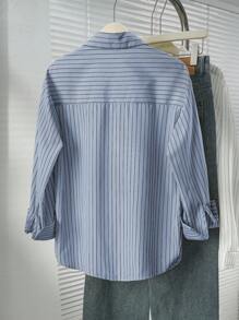 INAWLY 女式休闲黄色衬衫轻便夹克，适合春夏季户外穿着 - 藍色 - 查看 2