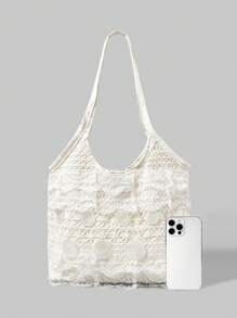 ROMWE Fashion Shell Lace One Shoulder Sweet Fabric Bag - White - View 5