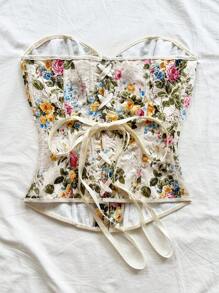 Soleia 女士夏季优雅花卉印花抹胸上衣 - 彩色 - 查看 3