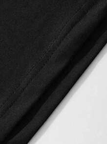 男士圆领黑色短袖T恤，适合日常穿着 - 黑色 - 查看 3