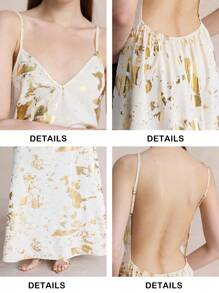 Briarwyn 女式闪光印花性感露背细肩带迷你连衣裙 女式约会夜场装 女式复古风度假装 女式俱乐部装 女式性感 - 金色 - 查看 9