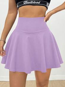 Easithlete 纯色高腰口袋设计时尚运动裙，夏季