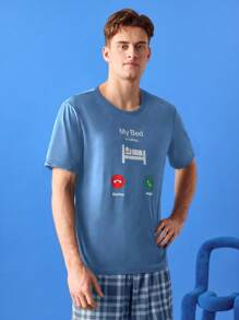 Casual "My Bed" Graphic Comfy T-Shirt, Men Home Clothing Pullover