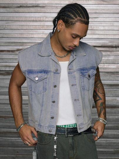 AXEPEAK Solid Color Front Button Casual Short Sleeve Denim Top, Summer