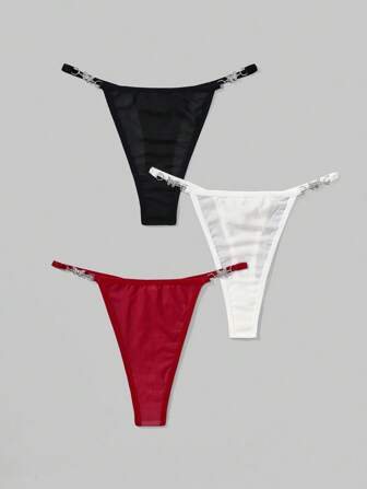 Set di 3 biancheria intima a rete con farfalle 3D