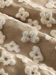 SHEIN MOD 卡其色提花结构喇叭褶皱大码短裤 - 卡其色 - 查看 4