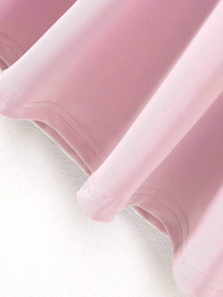 SHEIN Elladie kids Young Girl Polo Collar Heart Print Dress, School, Campus, College - Baby Pink - View 5