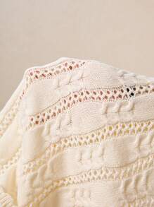 Poéselle Countryside Style Apricot Color Hollow Out Long Sleeve Knitted Cardigan In Fall/Winter - Apricot - View 7