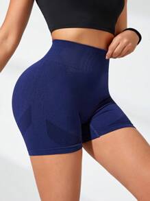 Seamluxe SHEIN Sport 3er-Set Damen High-Waist Slim Fit einfarbige Sport-Shorts, Workout-Shorts