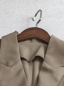 SHEIN Clasi 无袖时尚优雅女士日常西装外套 - 卡其色 - 查看 5
