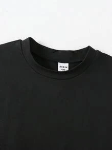 SHEIN 2 件套小男孩纯色短袖 T 恤和字母印花工装裤，休闲返校装 - 彩色 - 查看 7