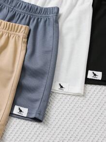 Set de 4 piezas de pantalones cortos casuales, cómodos, con estilo sencillo y práctico, suaves y cómodos con bordado y decoración en la cintura, adecuados para uso diario, la escuela, los viajes y deportes en primavera y verano, para niños jóvenes