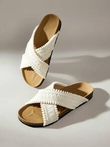 Solecia Giày sandal đế xuồng gỗ màu nâu thoải mái cho nữ - Màu be - Xem 1