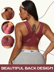 Slayform Plus Size High Support Fixed Cup Sports Bra, Lift And Shape Bust, Breathable Y2k Twilight