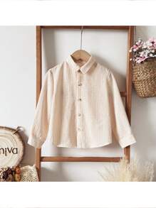 Loomiva 适合小男孩的彩色条纹长袖开衫，百搭又舒适 - 米色 - 查看 6