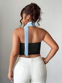 Elenzga Halloween Plus Size Women Colorblock Bandeau, Casual Ladies Top, Spring/Summer - Multicolor - View 2