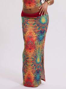 MUSERA 印花褶皱长裙，适合度假、夏季、伊比沙岛、夏季假期、秋季派对、狂欢节、复活节等场合。 - 彩色 - 查看 1